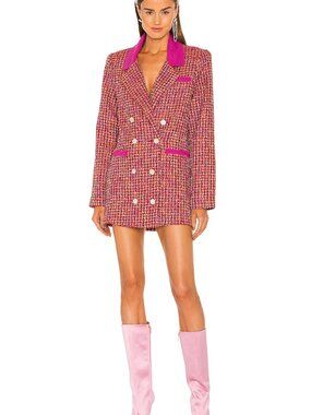 Lovers & Friends Tweed Nadja Jacket Dress Blazer with Pink Trim